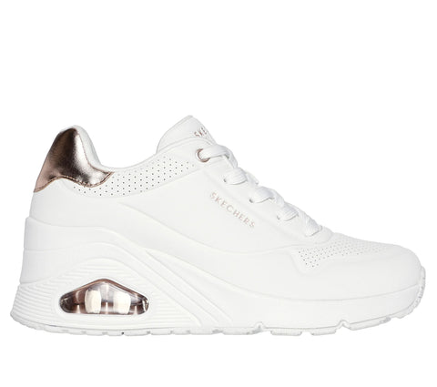 Skechers Uno Wedge Bianco Oro Scarpe Shoes Donna Sportive Sneakers 177520 WHT