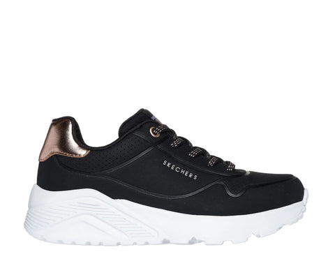 Skechers Uno Lite Metallic Nero Scarpe Donna Bambina Sneakers 310384L BLK