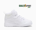 Puma Rebound Mid Bianco Scarpe Bambino Sportive Sneakers 393832 05