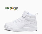 Puma Rebound Mid Bianco Scarpe Bambino Sportive Sneakers 393832 05