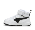 Puma Rebound V6 Mid Bianco Nero Scarpe Infant Bambino Sportive Sneakers 396542 02