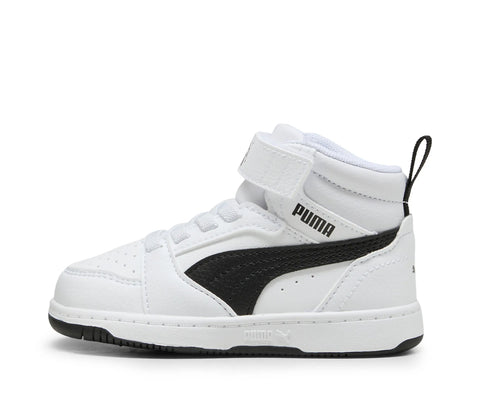 Puma Rebound V6 Mid Bianco Nero Scarpe Infant Bambino Sportive Sneakers 396542 02