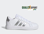 Adidas Grand Court Bianco Argento Scarpe Shoes Ragazzo Sportive Sneakers GW6506