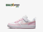 Nike Court Borough Bianco Rosa Scarpe Bambina Sportive Sneakers DV5457 105