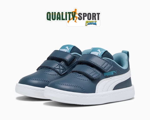 Puma Courtflex AC Blu Bianco Scarpe Infant Bambino Sportive Sneakers 371544 30