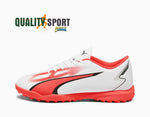 Puma Ultra Play TT Bianco Rosso Scarpe Uomo Sportive Calcetto Soccer 107528 01