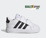 Adidas Grand Court Bianco Nero Scarpe Shoes Infant Sportive Sneakers GW6527