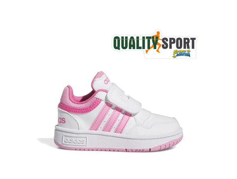 Adidas Hoops Bianco Rosa Scarpe Shoes Infant Bambina Sportive Sneakers IG3719