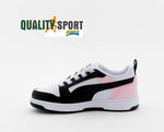 Puma Rebound V6 Bianco Nero Rosa Scarpe Bambina Sportive Sneakers 396742 13