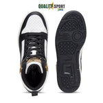 Puma Rebound Mid Bianco Nero Fango Scarpe Ragazzo Sportive Sneakers 393831 08