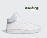 Adidas Hoops 3 Mid Bianco Scarpe Bambino Ragazzo Sneakers Sportive GW0401