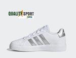 Adidas Grand Court Bianco Argento Scarpe Shoes Ragazzo Sportive Sneakers GW6506