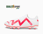 Puma Future Play FG/AG Bianco Rosso Scarpe Uomo Sportive Calcio Soccer 107377 01