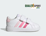 Adidas Grand Court Bianco Rosa Scarpe Shoes Infant Sportive Sneakers IG2556