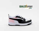 Puma Rebound V6 Bianco Nero Rosa Scarpe Bambina Sportive Sneakers 396742 13