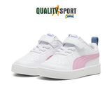 Puma Rickie AC Bianco Rosa Scarpe Infant Bambina Sportive Sneakers 384314 28