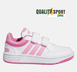 Adidas Hoops 3.0 Bianco Rosa Scarpe Bambina Sportive Sneakers IG6105