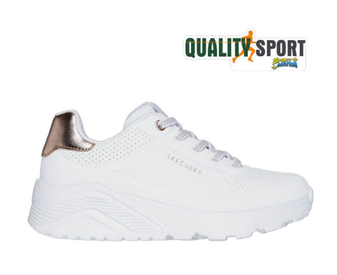 Skechers Uno Lite Metallic Bianco Scarpe Donna Bambina Sneakers 310384L WHT