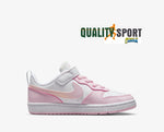 Nike Court Borough Bianco Rosa Scarpe Bambina Sportive Sneakers DV5457 105