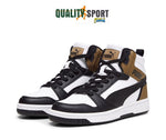 Puma Rebound Mid Bianco Nero Fango Scarpe Ragazzo Sportive Sneakers 393831 08