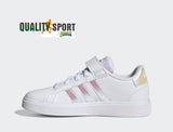 Adidas Grand Court 2 Bianco Iridescente Scarpe Bambina Sportive Sneakers GY2327