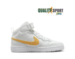 Nike Court Borough Mid Bianco Giallo Scarpe Donna Sportive Sneakers CD7782 112