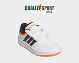 Adidas Hoops 3.0 Bianco Nero Arancio Scarpe Bambino Sportive Sneakers IG6106