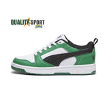 Puma Rebound V6 Lo Bianco Nero Verde Scarpe Ragazzo Sportive Sneakers 393833 05