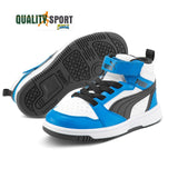 Puma Rebound Mid Bianco Azzurro Nero Scarpe Bambino Sportive Sneakers 393832 06