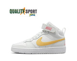 Nike Court Borough Mid Bianco Giallo Scarpe Donna Sportive Sneakers CD7782 112