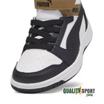 Puma Rebound Mid Bianco Nero Fango Scarpe Bambino Sportive Sneakers 393832 08