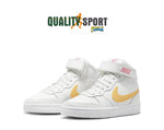 Nike Court Borough Mid Bianco Giallo Scarpe Donna Sportive Sneakers CD7782 112