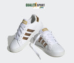 Adidas Grand Court Bianco Oro Scarpe Shoes Donna Sportive Sneakers GY2578