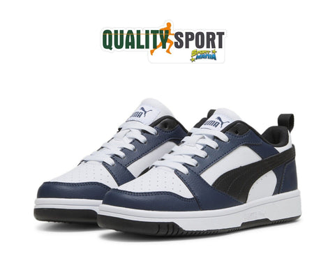 Puma Rebound V6 Lo Bianco Nero Blu Scarpe Ragazzo Sportive Sneakers 393833 12