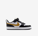 Nike Court Borough Nero Bianco Oro Scarpe Bambino Sportive Sneakers DV5457 008