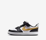 Nike Court Borough Nero Bianco Oro Scarpe Bambino Sportive Sneakers DV5457 008