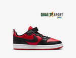 Nike Court Borough Nero Rosso Scarpe Bambino Sportive Sneakers DV5457 600