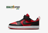 Nike Court Borough Nero Rosso Scarpe Bambino Sportive Sneakers DV5457 600