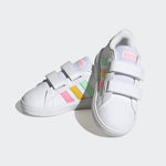 Adidas Grand Court 2 Bianco Rosa Scarpe Infant Bambina Sportive Sneakers JQ8917