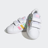 Adidas Grand Court 2 Bianco Rosa Scarpe Infant Bambina Sportive Sneakers JQ8917
