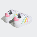 Adidas Grand Court 2 Bianco Rosa Scarpe Infant Bambina Sportive Sneakers JQ8917