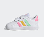 Adidas Grand Court 2 Bianco Rosa Scarpe Infant Bambina Sportive Sneakers JQ8917