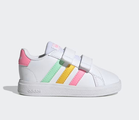 Adidas Grand Court 2 Bianco Rosa Scarpe Infant Bambina Sportive Sneakers JQ8917