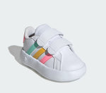 Adidas Grand Court 2 Bianco Rosa Giallo Verde Scarpe Infant Bambina Sportive Sneakers IE1371