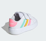 Adidas Grand Court 2 Bianco Rosa Giallo Verde Scarpe Infant Bambina Sportive Sneakers IE1371