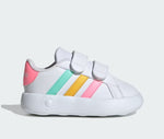 Adidas Grand Court 2 Bianco Rosa Giallo Verde Scarpe Infant Bambina Sportive Sneakers IE1371