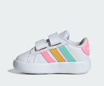 Adidas Grand Court 2 Bianco Rosa Giallo Verde Scarpe Infant Bambina Sportive Sneakers IE1371