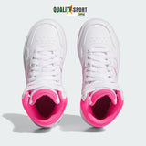 Adidas Hoops 3.0 Mid Bianco Rosa Fucsia Scarpe Shoes Bambina Sportive Sneakers IF2722