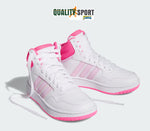 Adidas Hoops 3.0 Mid Bianco Rosa Fucsia Scarpe Shoes Bambina Sportive Sneakers IF2722