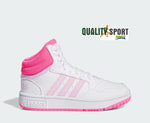 Adidas Hoops 3.0 Mid Bianco Rosa Fucsia Scarpe Shoes Bambina Sportive Sneakers IF2722